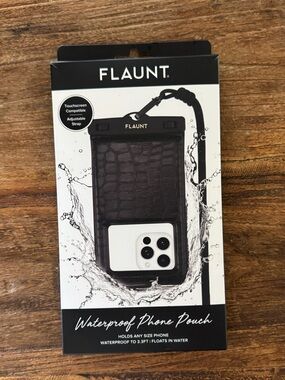 Black Crocodile Faux Leather Waterproof Phone Pouch